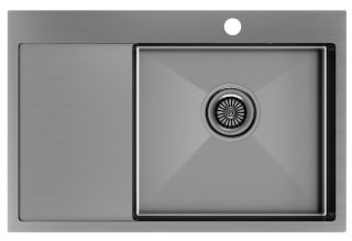 Мойка кухонная Paulmark Kroner PM217851-GMR правая воронёная сталь